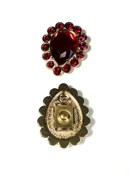 Lindsay Phillips Gold Ruby Gem Interchangeable Shoe Jewelry Charm Snaps - Picture 2 of 4
